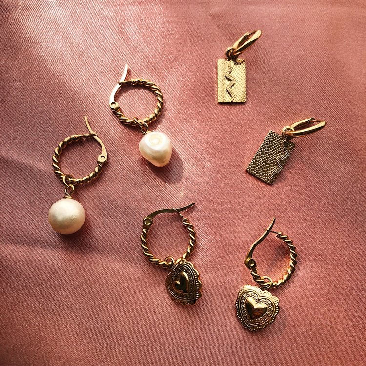 Gold Snake Tag Earrings