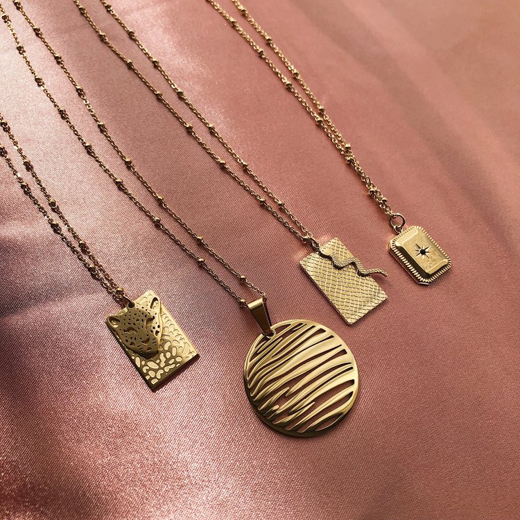 Gold Snake Tag Necklace