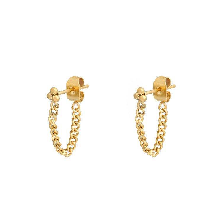 Gold Dots Chain Earrings