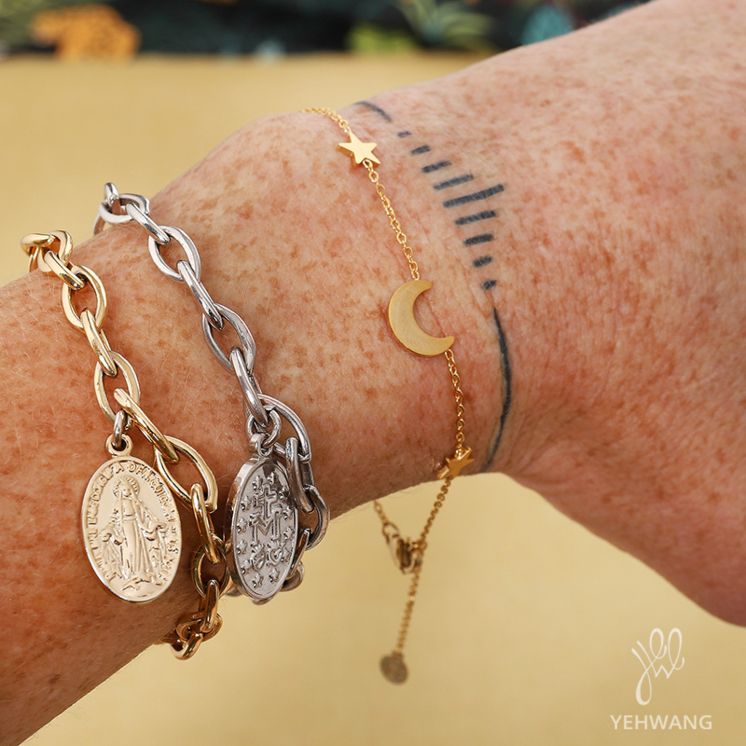 ★人氣★LOVE ME MONSTER★Flat Silver Chain Bracelet_2色 BE HAPPY MAN BRACELET Man silver | ISABEL MARANT Official
