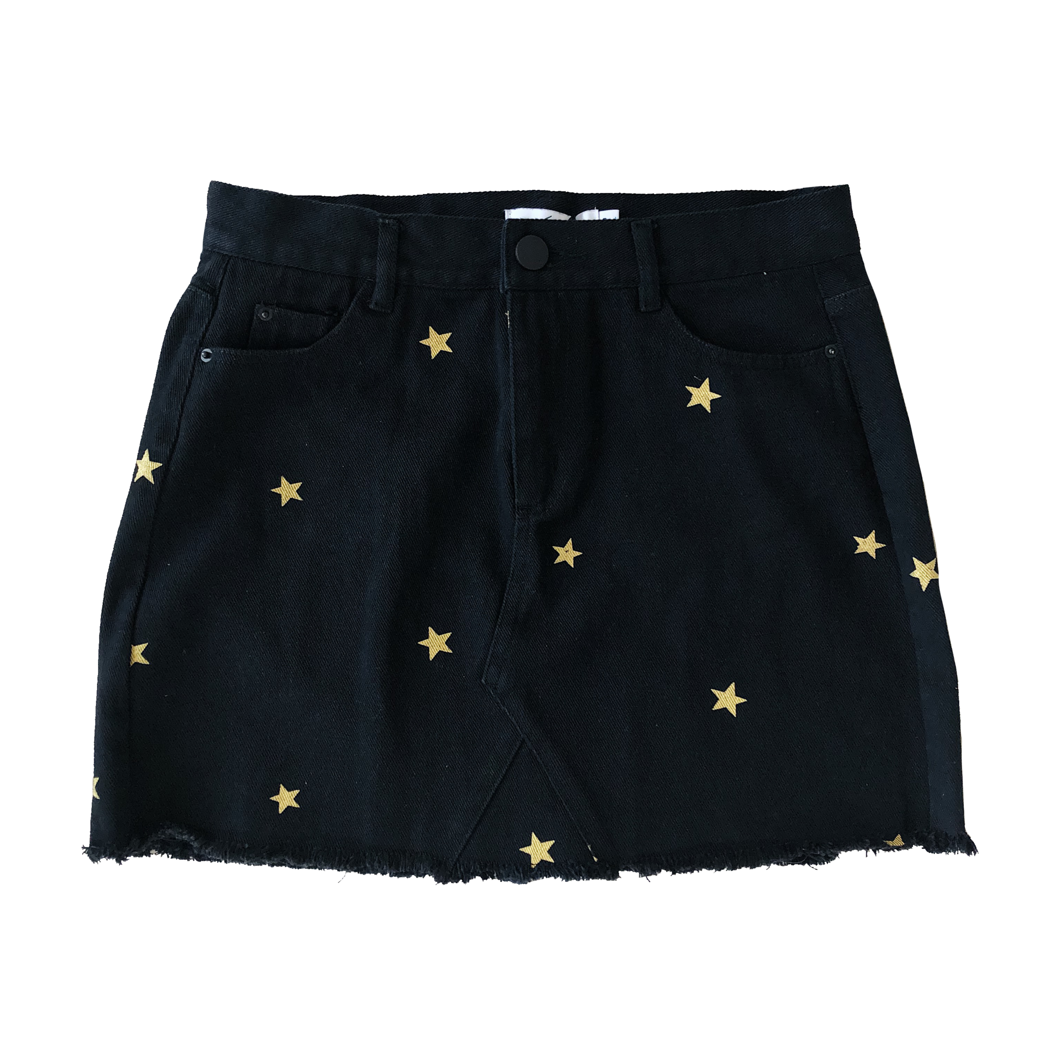 25SS新作スター柄【RONRON】STAR BLACK MINI DENIM SKIRT☆2色 STAR