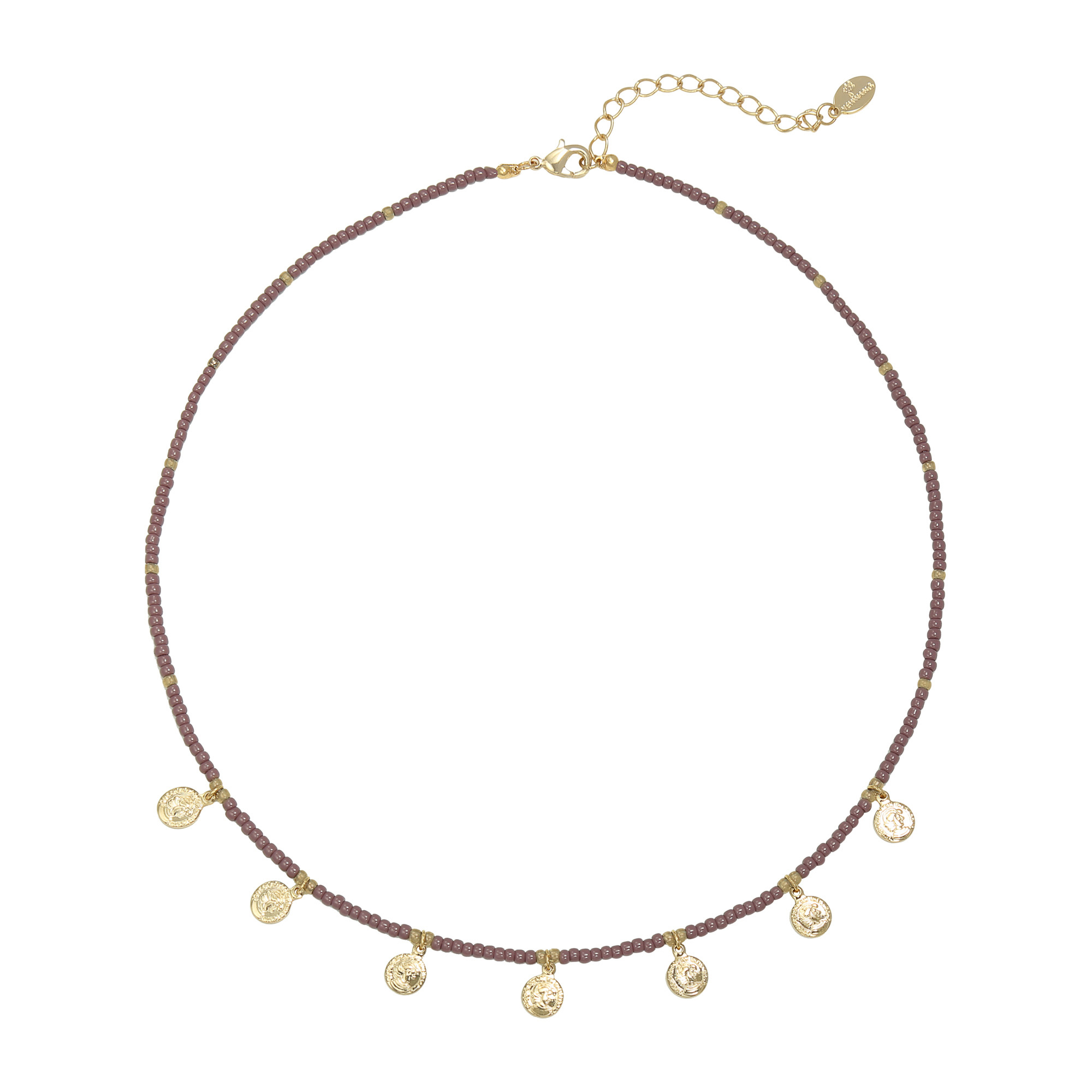 Selah Beads Coin Necklace / Purple 