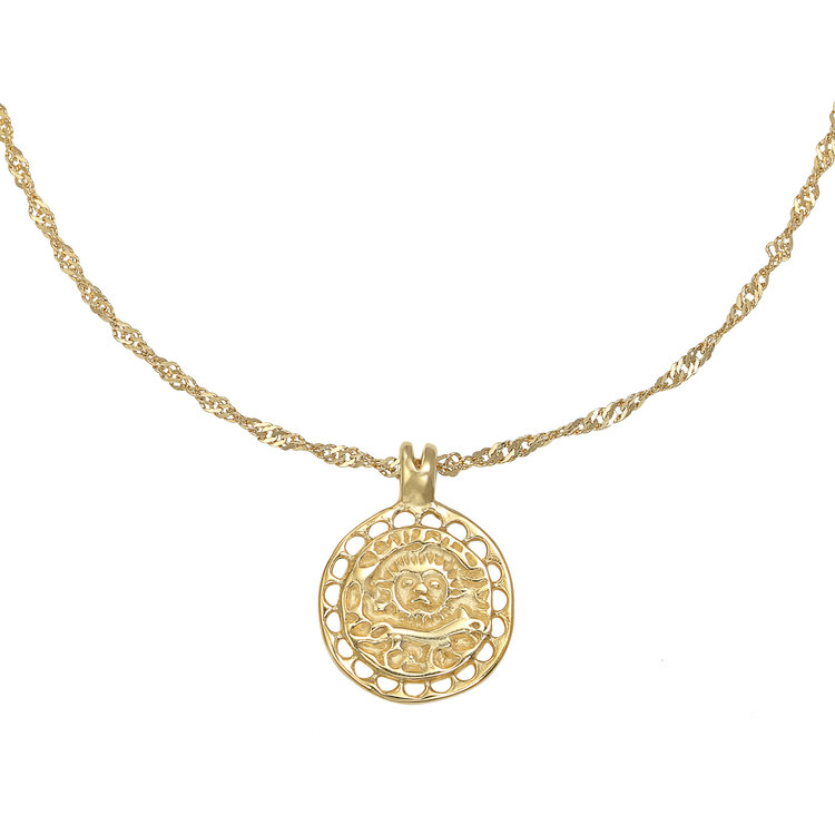 Gold Sun & Wolf Necklace