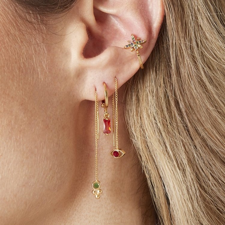 Gold Dots Dangle Earrings