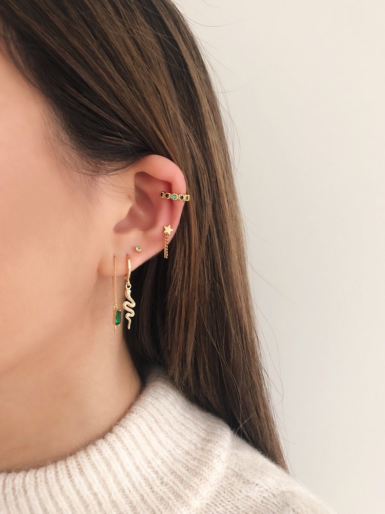 Gold Star Chain Earrings