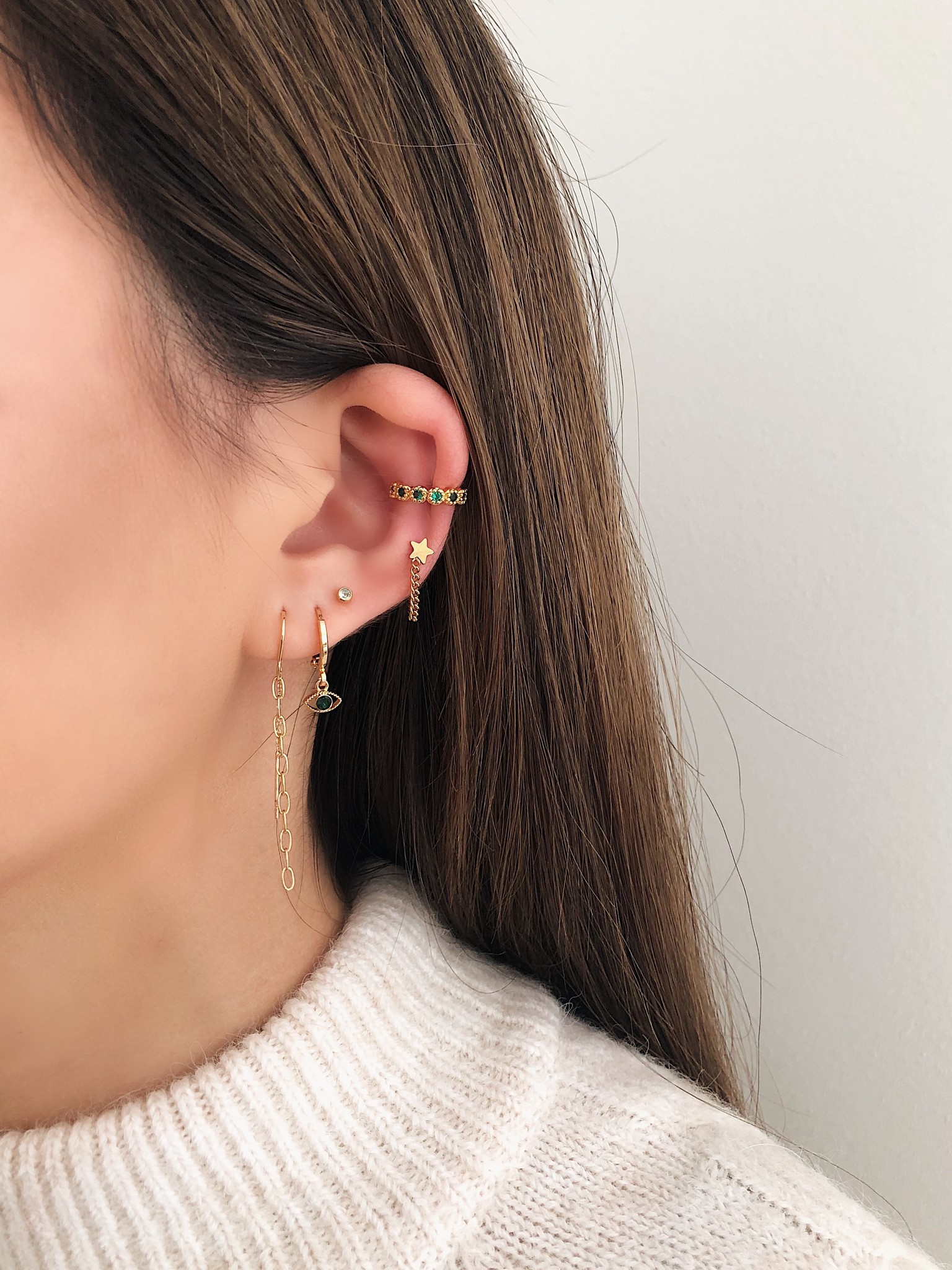24k Gold Multi Round Link Chain Drop Earrings – colette by colette hayman