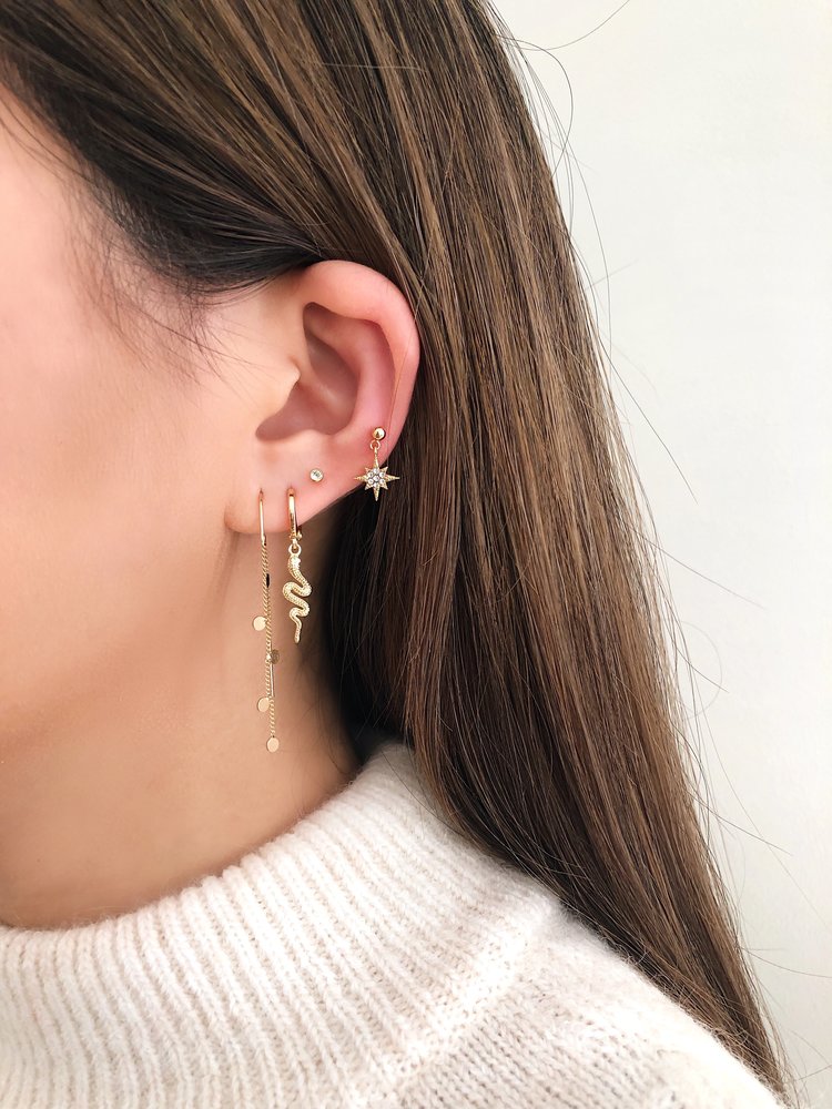 Gold Solid Snake Earrings