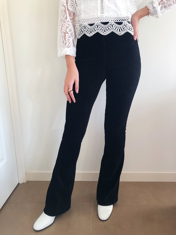 Corduroy Flared Trousers / Black