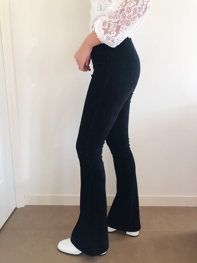 Corduroy Flared Trousers / Black