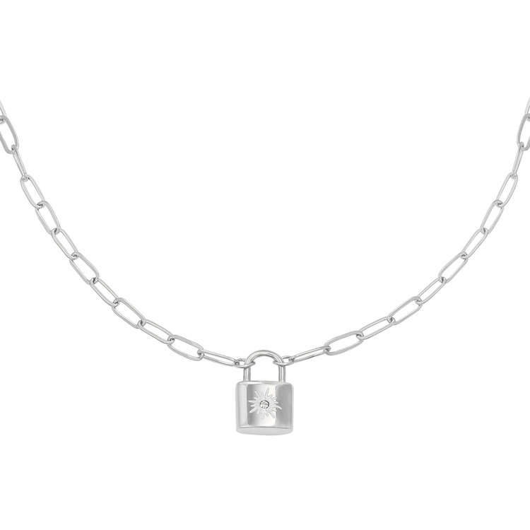 Silver Sparkle Lock Necklace