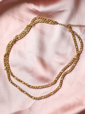 Gold Double Figaro Chain Necklace