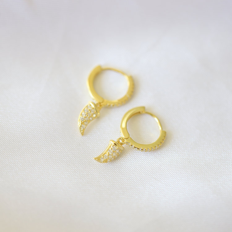 Gold Sparkle Horn Earrings