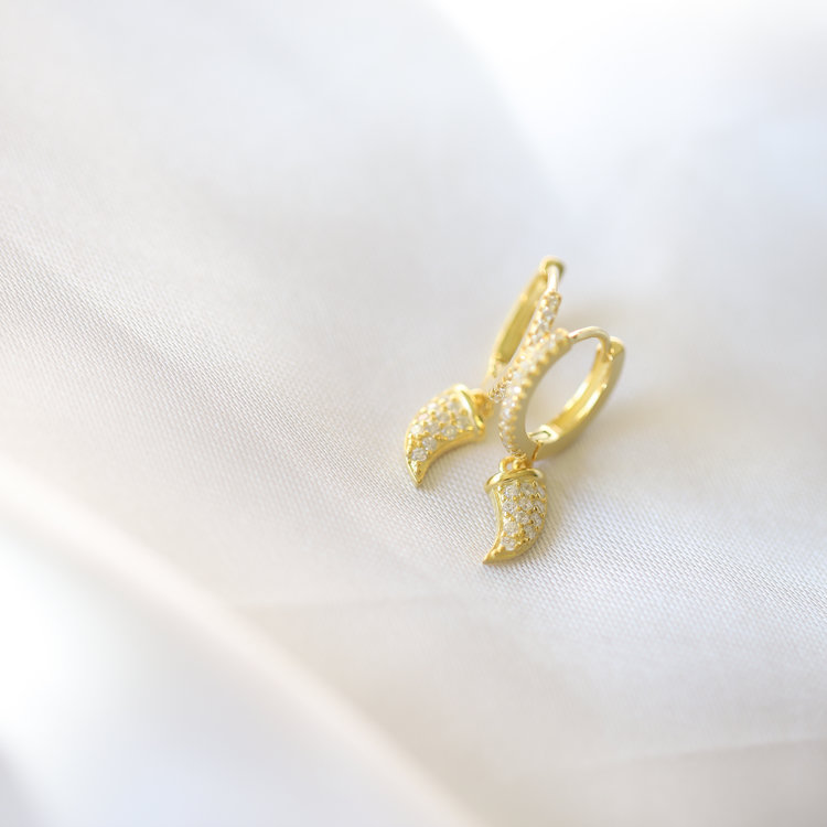 Gold Sparkle Horn Earrings