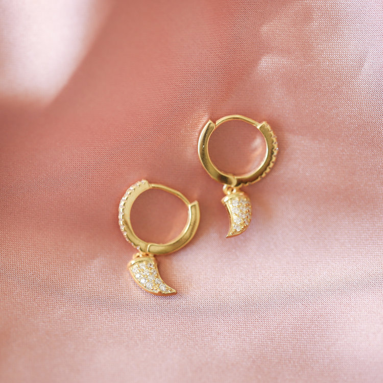 Gold Sparkle Horn Earrings