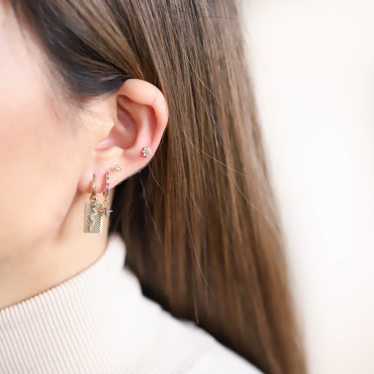 Gold Snake Tag Earrings