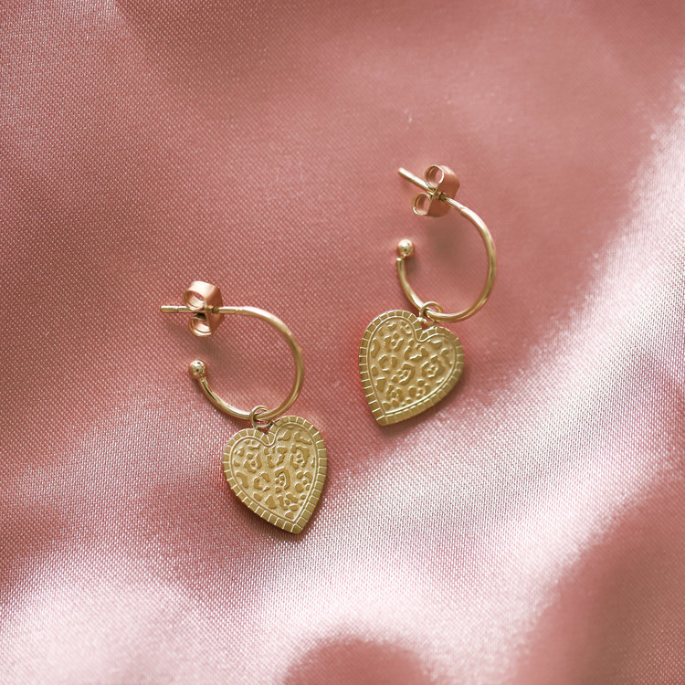 Gold Leo Heart Open Earrings
