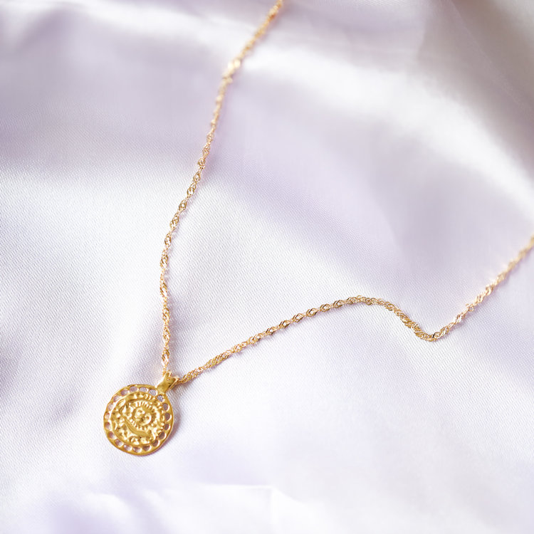 Gold Sun & Wolf Necklace