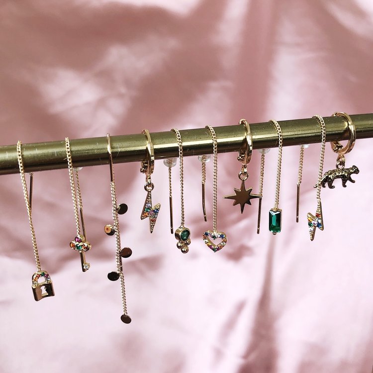 Gold Eye Dangle Earrings