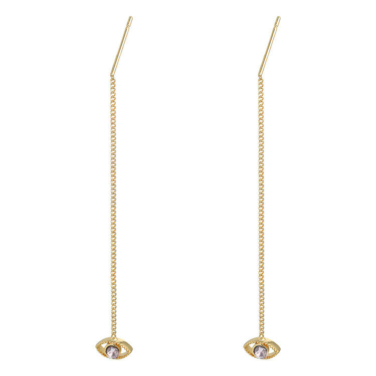 Gold Eye Dangle Earrings