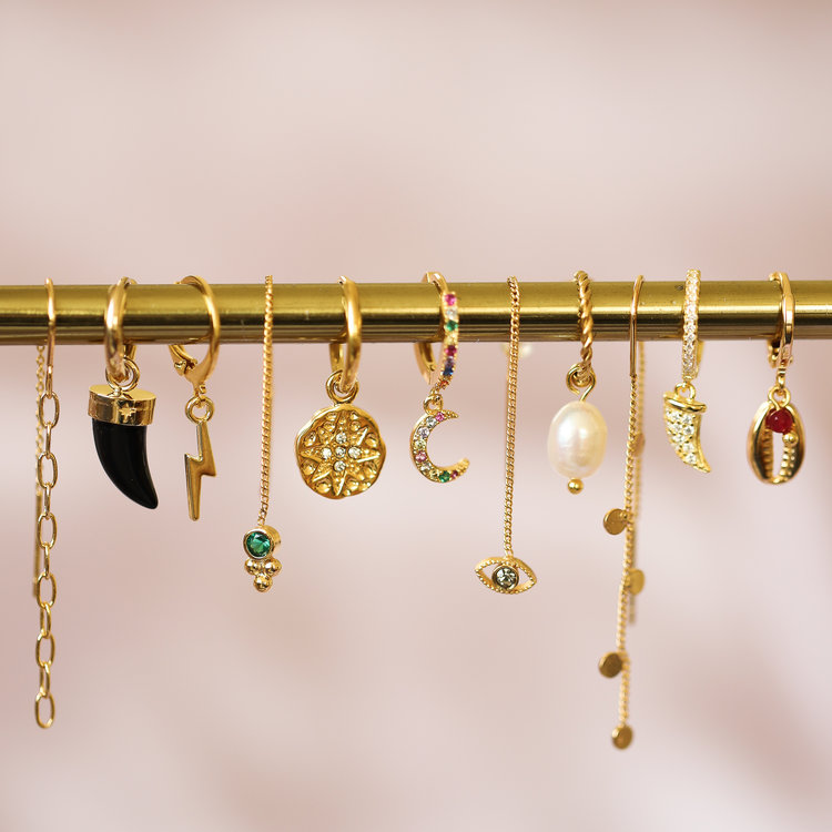 Gold Dots Dangle Earrings