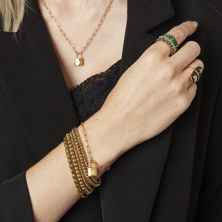 Silver Sparkle Lock Bracelet