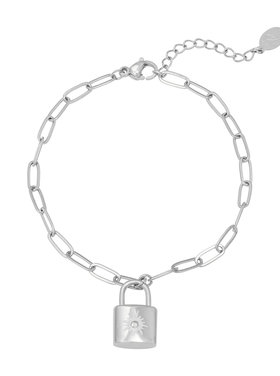 Silver Sparkle Lock Bracelet