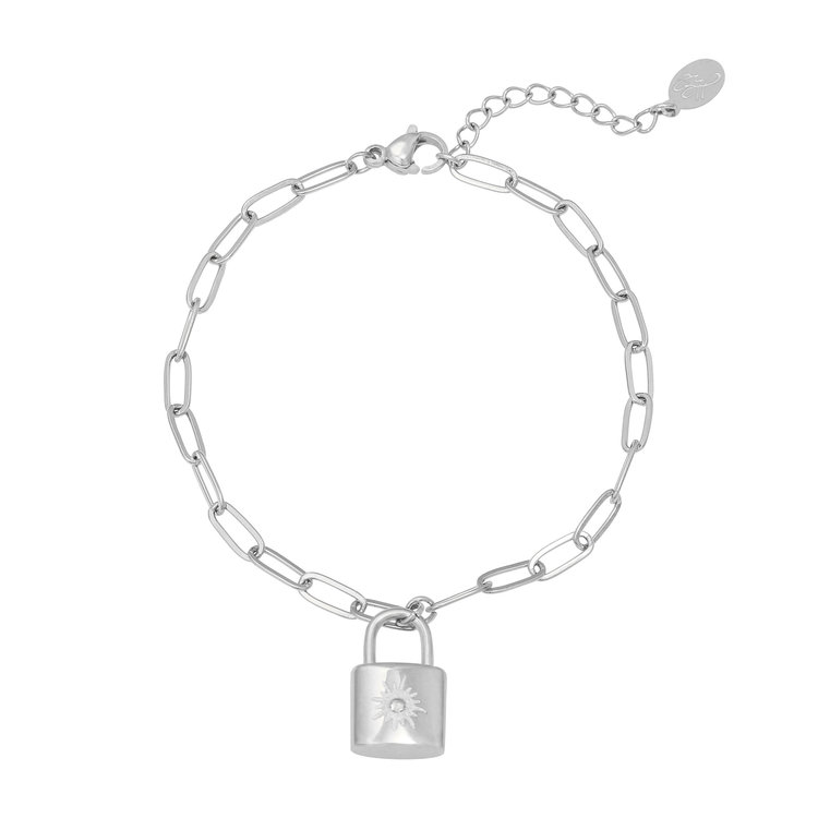 Silver Sparkle Lock Bracelet