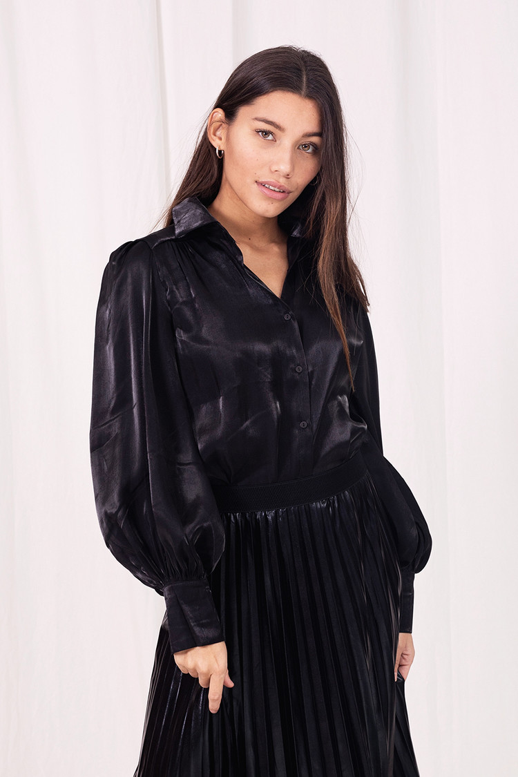 Colette Shiny Blouse  / Black