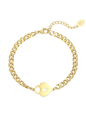 Gold Locked Heart Bracelet