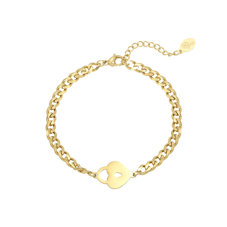 Gold Locked Heart Bracelet