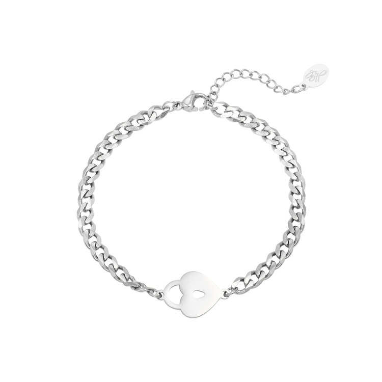 Silver Locked Heart Bracelet