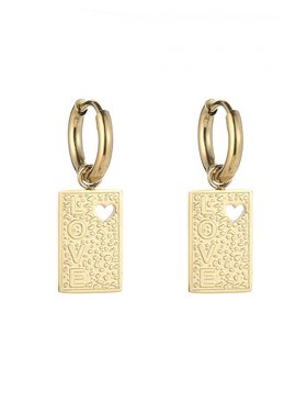 Gold Love Tag Earrings