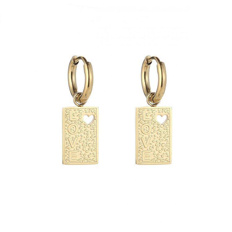 Gold Love Tag Earrings