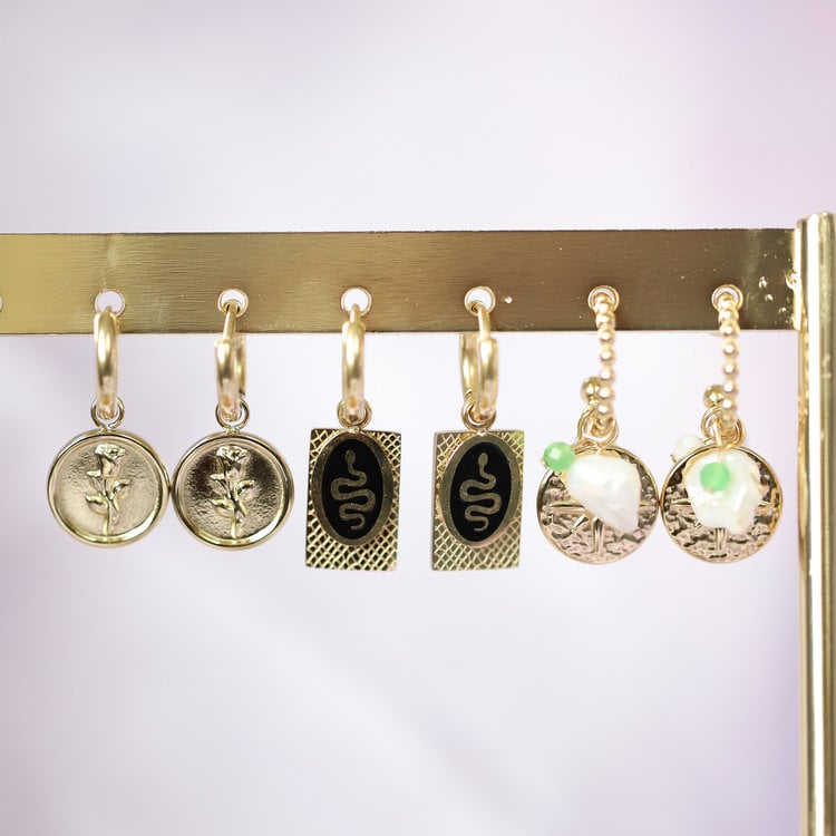 Gold Pearl Beads Coin Earrings