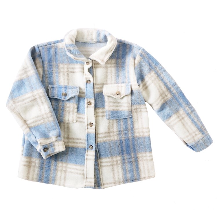 Sasha Checkered Wool Jacket / Light Blue