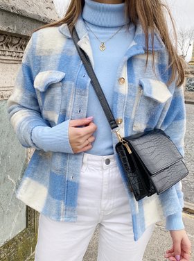 Sasha Checkered Wool Jacket / Blue