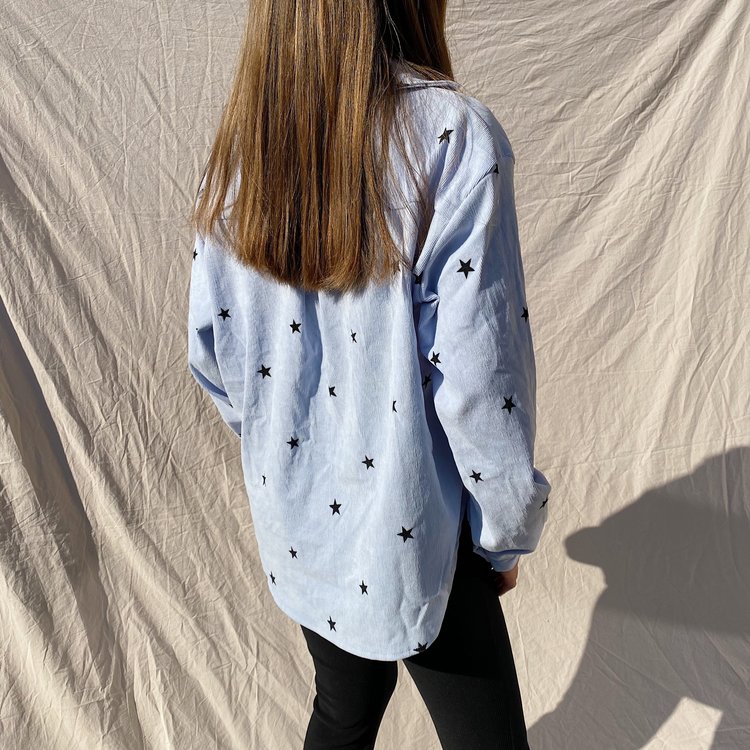Nova Printed Star Blouse / Light Blue