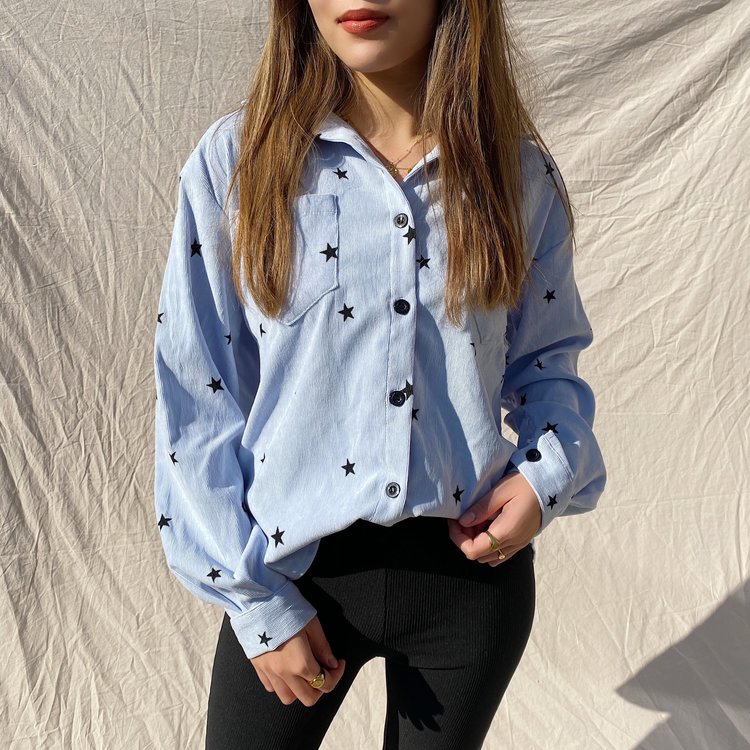 Nova Printed Star Blouse / Light Blue