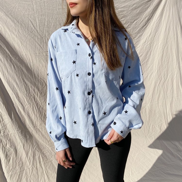 Nova Printed Star Blouse / Light Blue