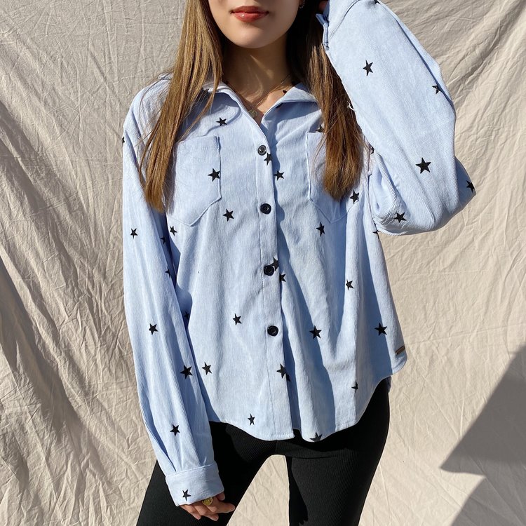 Nova Printed Star Blouse / Light Blue