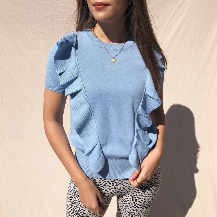 Posie Ruffle Top / Blue