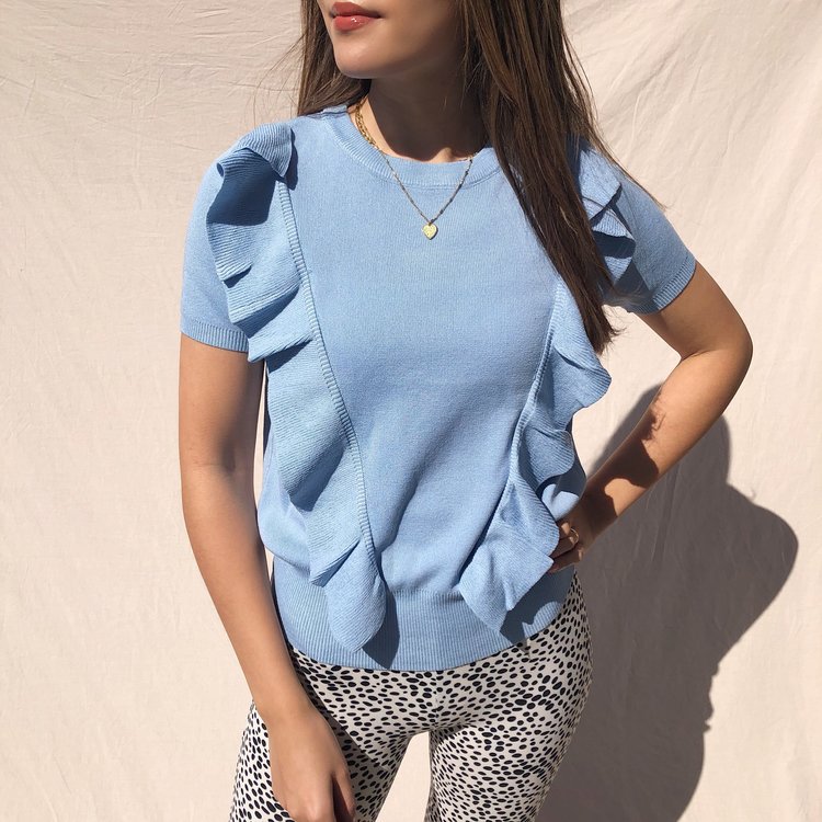 Posie Ruffle Top / Blue