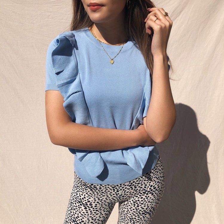 Posie Ruffle Top / Blue