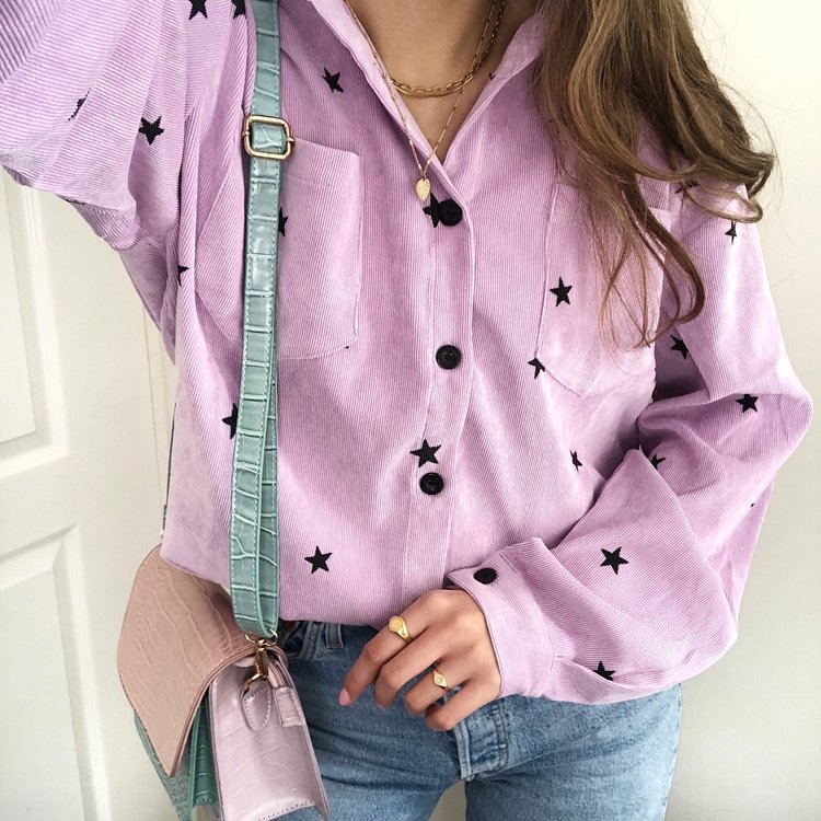 Nova Printed Star Blouse / Lilac