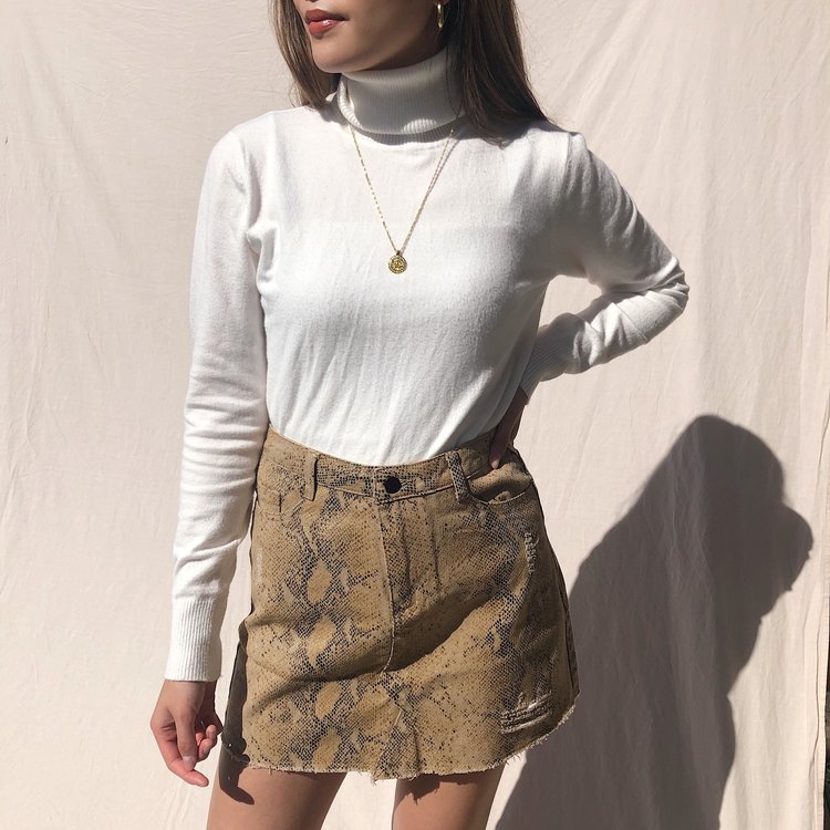 Freya Printed Snake Skirt / Brown