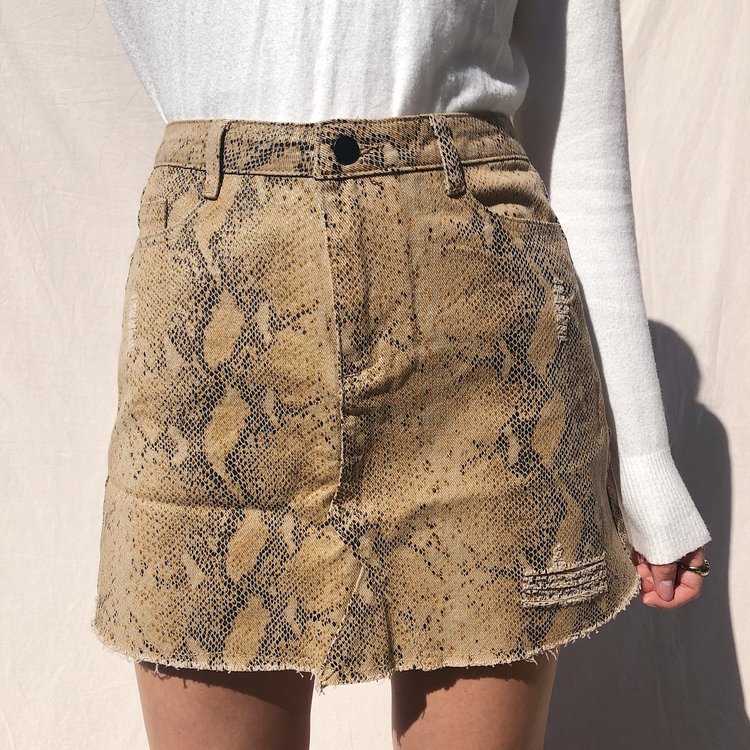 Freya Printed Snake Skirt / Brown