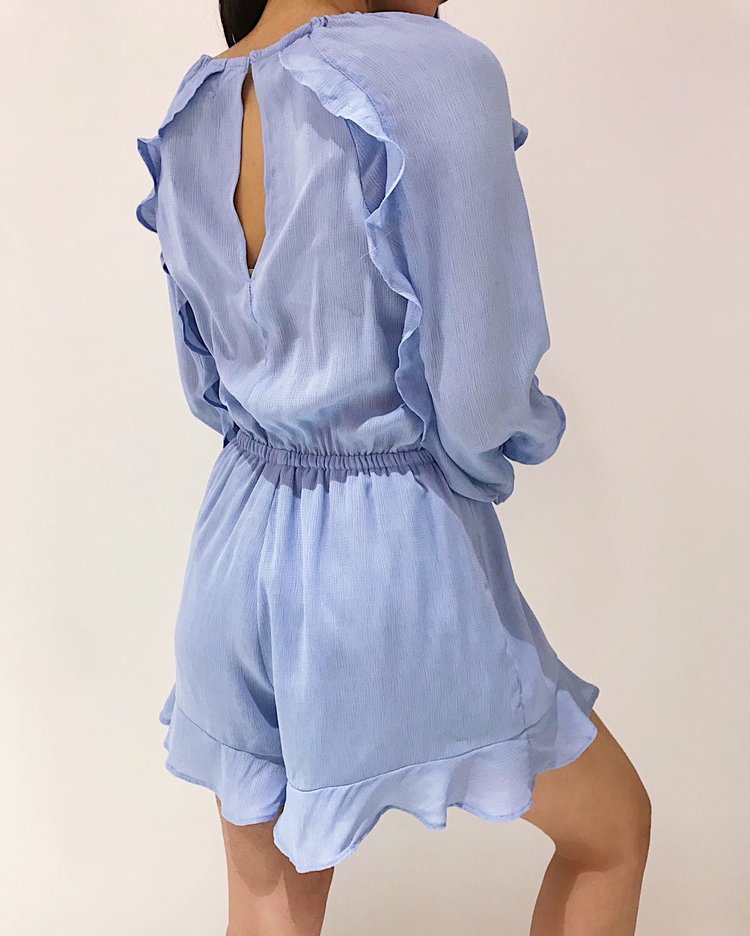 Yumé Ruffle Playsuit / Blue