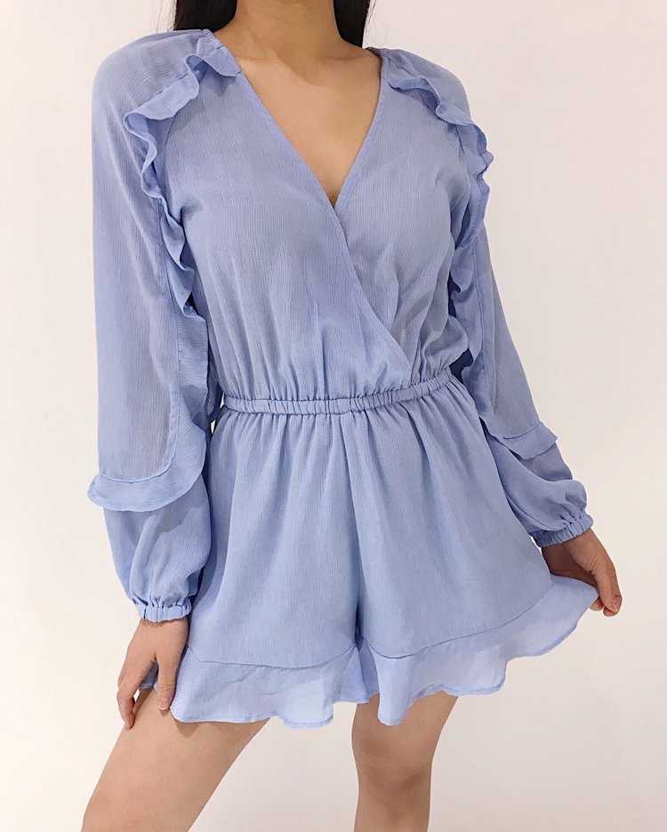 Yumé Ruffle Playsuit / Blue