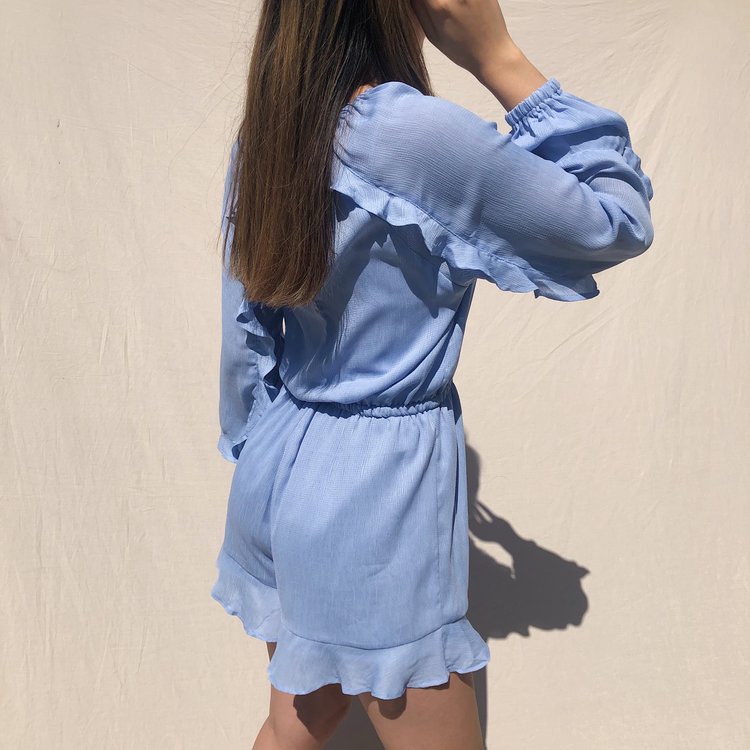 Yumé Ruffle Playsuit / Blue