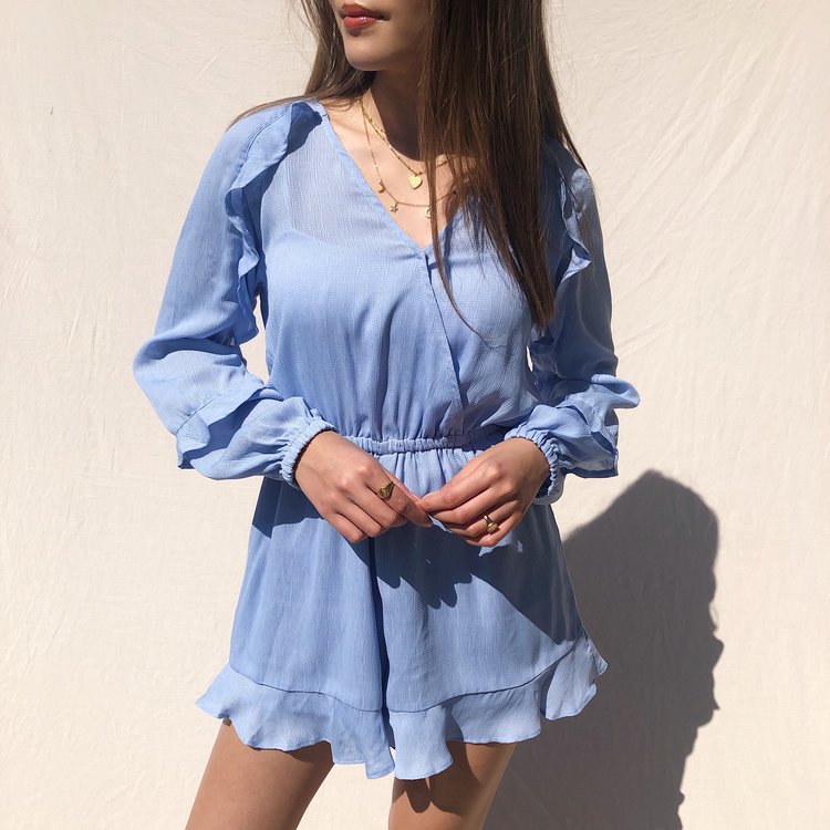 Yumé Ruffle Playsuit / Blue